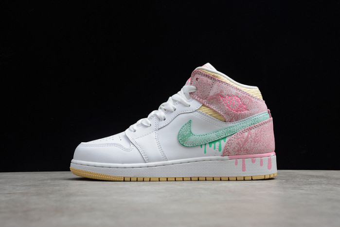air jordan 1 mid paint drip (gs) dd1666-100