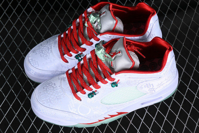 air jordan 5 low white/green/red/grey 1551183