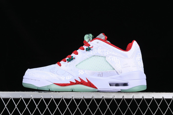air jordan 5 low white/green/red/grey 1551183
