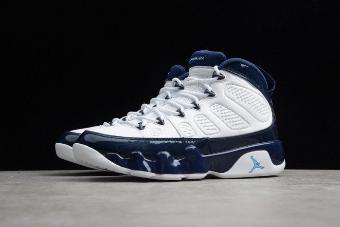 air jordan 9 unc white/university blue-midnight navy 302370-145