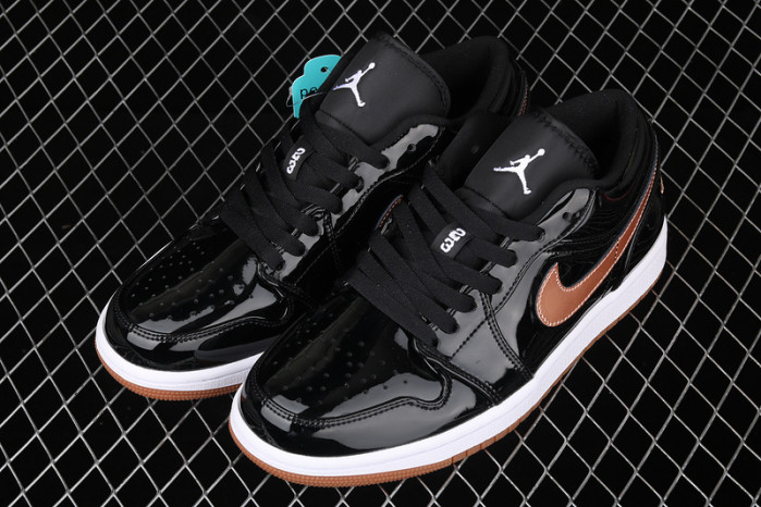 jordan 1 low black gold patent 554723 032