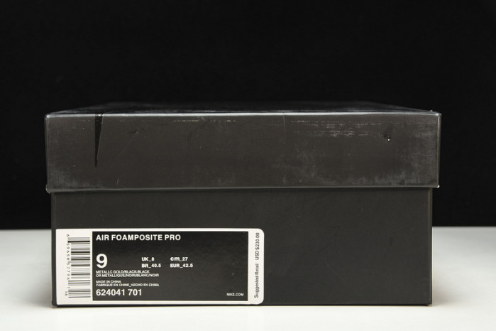 air foamposite pro “metallic gold” black mens 624041-701