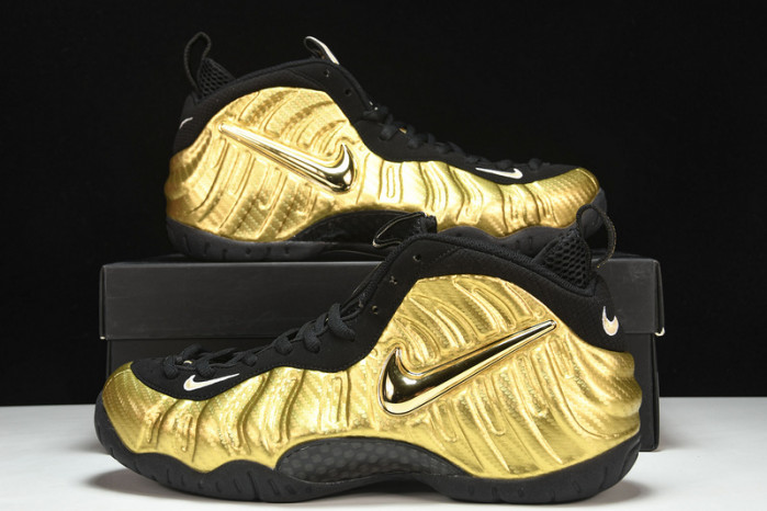 air foamposite pro “metallic gold” black mens 624041-701