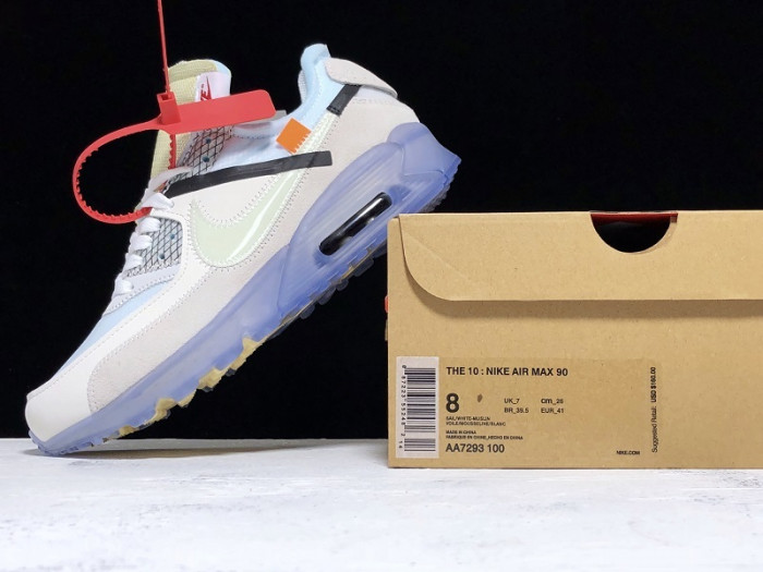 ofw x nike air max 90 am90 the ten 10 sail muslin virgil abloh - aa7293-100