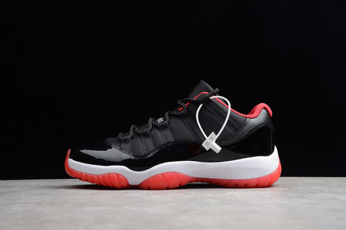 air jordan 11 retro low "bred" black/ red mens 528895-012