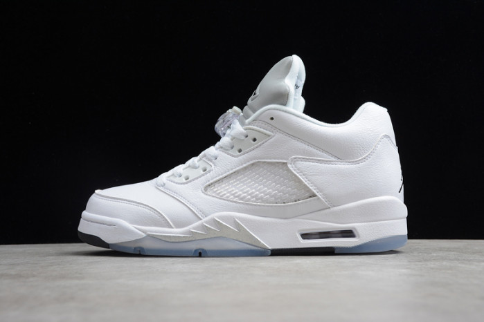 air jordan 5 retro low white/wolf grey-black 819172-122