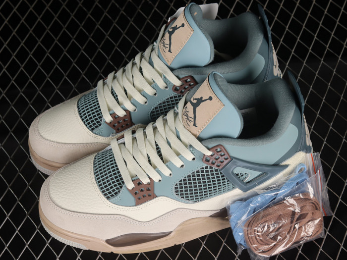 kncw air jordan aj4 retro grey/brown/blue aj4-kncw