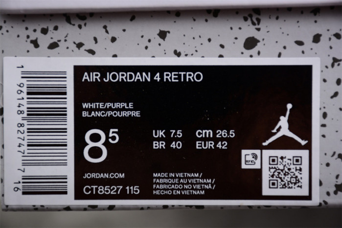 air jordan 4 white and purple ct8527-115