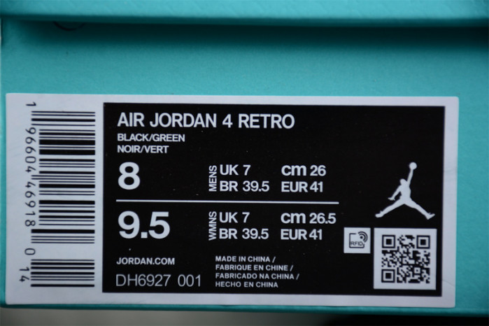 air jordan 4 retro T*f*ny & co. black green dh6927-001
