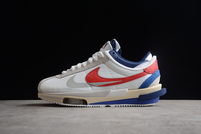 sacai x nike cortez white red navy blue dq0581-100
