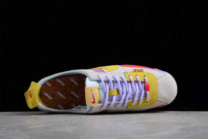 union x nike cortez yellow purple red dr1413-100