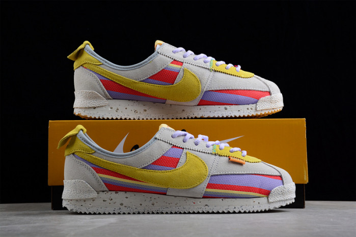 union x nike cortez yellow purple red dr1413-100