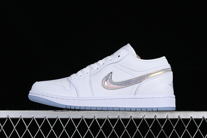 air jordan 1 low white/grey/silver fq9112-100