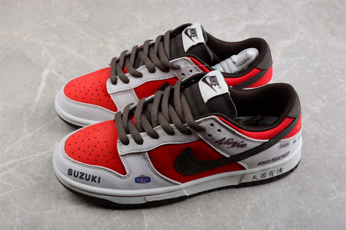 nike dunk low suziki sail red coffee re500-666
